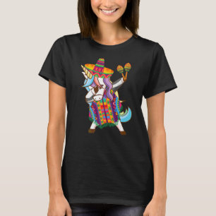 Camiseta Mexicano Dabbing Unicorn Cinco de Mayo Sombrero Ma