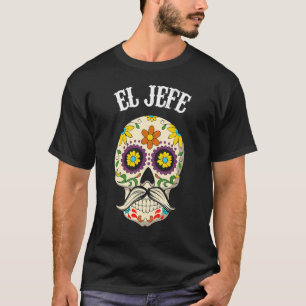 Camiseta Mexicano El Jefe Sugar Skull Roupa Dia De Los Mue