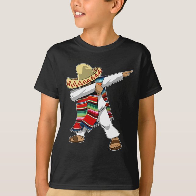 Camiseta Mexicano Sombrero Poncho Dabbing (Frente)