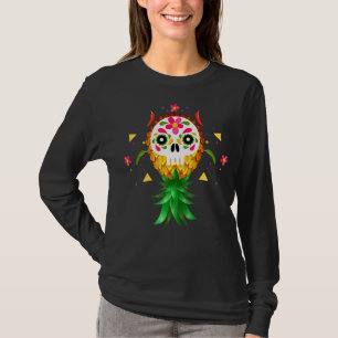 Camiseta Mexicano Swinger para Baixo Pineapple Sugar Skull