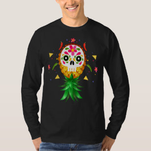 Camiseta Mexicano Swinger para Baixo Pineapple Sugar Skull