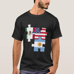 Camiseta México Argentina E Quebra-cabeça Dos Eua