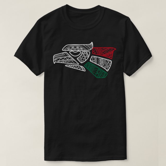 Camiseta México Bandeira Mexicana Águia Asteca Estilo Hecho (Frente do Design)