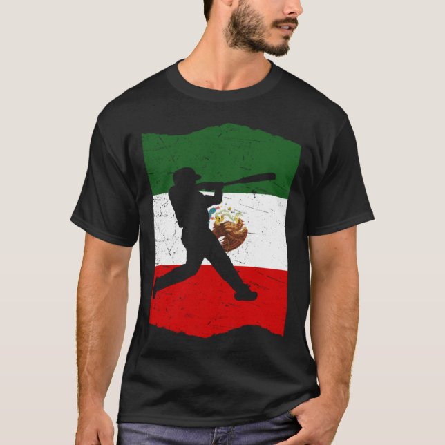 Camiseta Mexico Baseball Flag for Mexican Baseball Fans Vin (Frente)