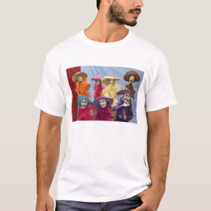 Camiseta México. Catrinas Esqueletais, figuras celebrando