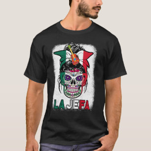 Camiseta México Dia De Los Muertos La Jefa Sugar Skull Mexi