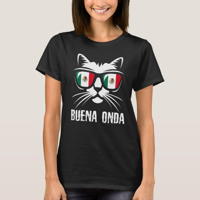 Camiseta México Flag Cat Mexicano dizendo 3 (Frente)