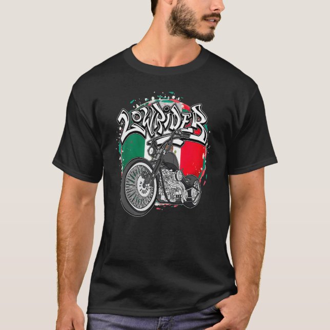 Camiseta Mexico Flag Latino Vicla Cholo Motorcycles Men's L (Frente)