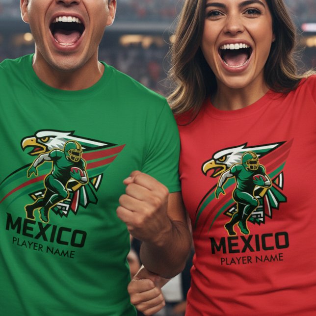 Camiseta Mexico Football Eagle Dynamic National Pride Art (Use Personalized to change color/font.
Choose a color that matches the background color of shirt)