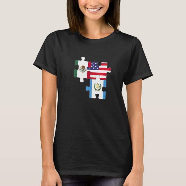 Camiseta México Guatemala E Quebra-cabeça Dos Eua (Frente)