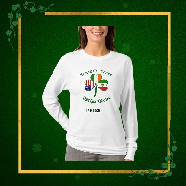 Camiseta México irlandês americano Flags Shamrock personali (Criador carregado)