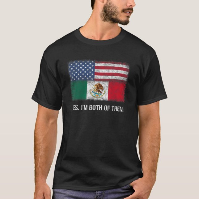 Camiseta México mexicano Bandeira americana Dual Citizen (Frente)