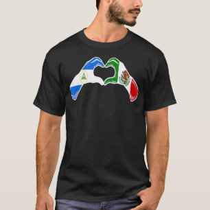Camiseta México Nicarágua Sinalizador mexicano Coração Nica