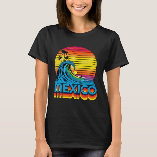 Camiseta Mexico Retro Throwback Surf & Mexican Beach Souven (Frente)