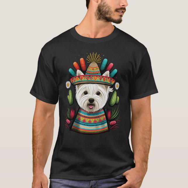 Camiseta Mexico Westie Sombrero Mexican West Highland White (Frente)