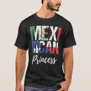 Camiseta Mexirican Princess Mexico Flag Porto Rico Bandeira