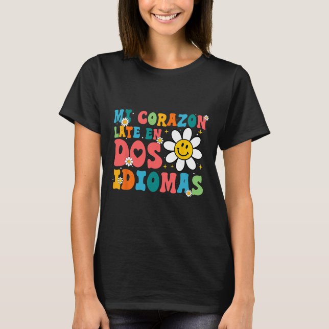 Camiseta Mi Corazon Atrasado En Dos Idiomas De Volta À Esco (Frente)