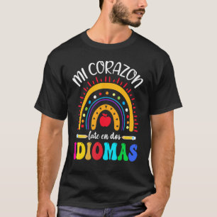 Camiseta Mi corazon late en dos idiomas bilingual Espanhol