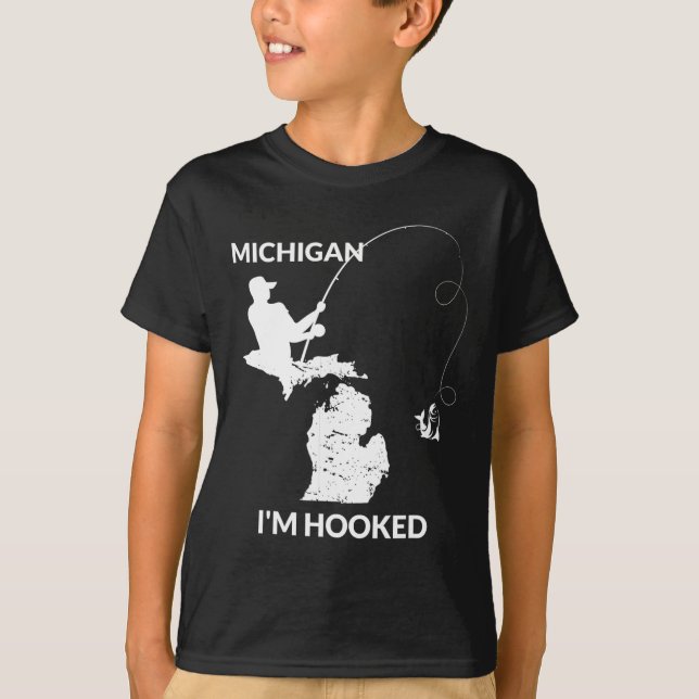 Camiseta Mi Michigan Fish Jersey Gift Para Pescadores E (Frente)