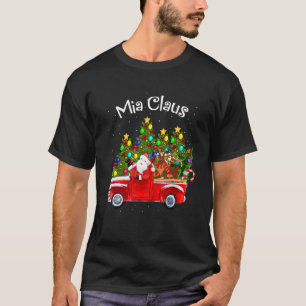 Camiseta Mia Claus Riding Car Papais noeis Pickup Reindeer 