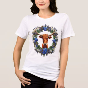 Camiseta Mia O Longhorn Cercado Por Uma Coroa De Lupinos
