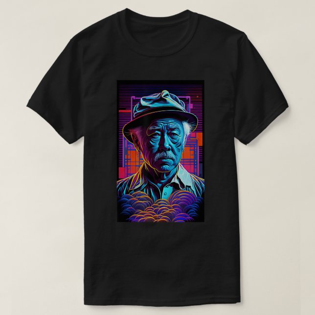 Camiseta Miagi - Blacklight Art Style - Synthwave T-Shi (Frente do Design)