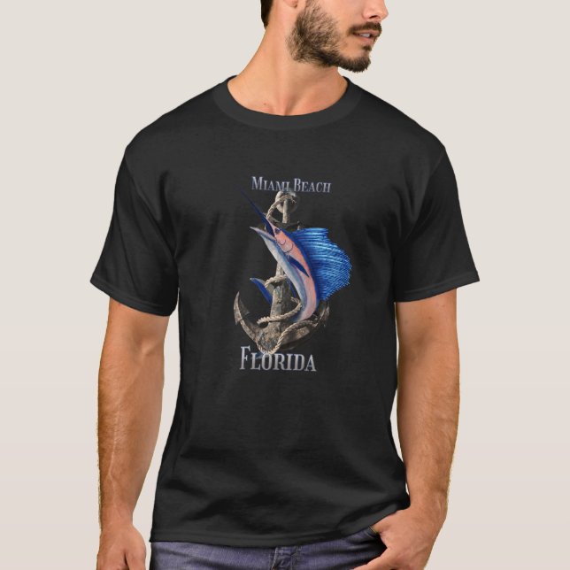 Camiseta Miami Beach Florida Espadarte Marlin Ocean Fisheri (Frente)