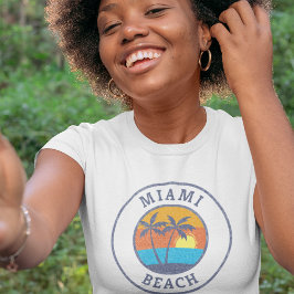 Camiseta Miami Beach, Flórida Estilo Clássico Desvanecido