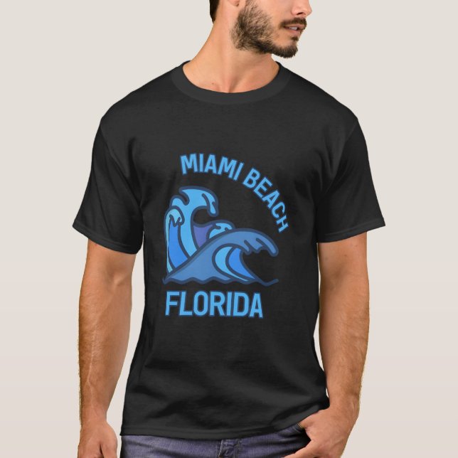 Camiseta Miami Beach Florida Pocket Wave (Frente)