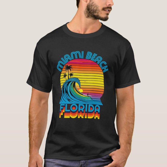 Camiseta Miami Beach Florida Retro Throwback Surf & Beach S (Frente)