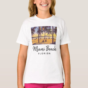 Camiseta Miami Beach Flórida Vintage Watercolor Art