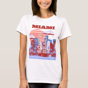 Camiseta Miami Beach, Miami Viagem Art, Retro