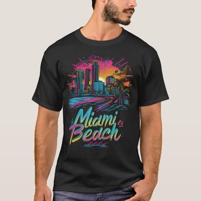 Camiseta Miami Beach Retro Vibes (Frente)
