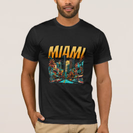 Camiseta Miami Beach Skyline Retro Tee