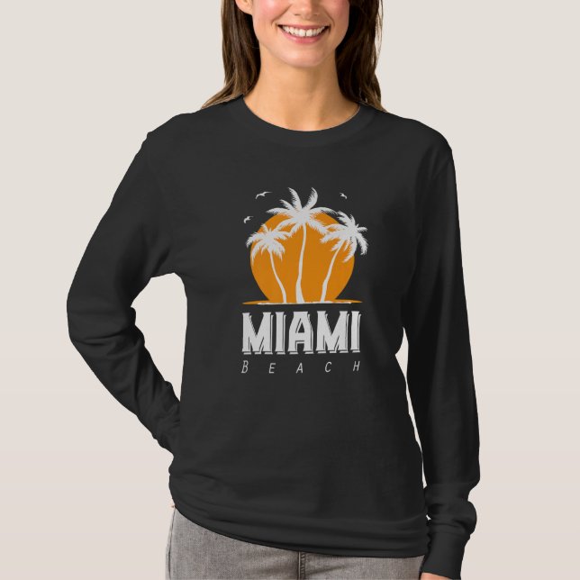 Camiseta Miami Beach Surfing Palm Trees Beach Vacation Nati (Frente)