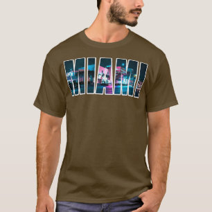 Camiseta Miami Beach Urban Skyline City by Night Florida EU