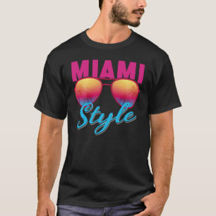 Camiseta Miami Flórida Miami Colorido Nascer do Sol Óculos
