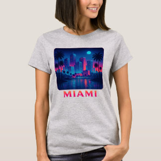 Camiseta Miami Moonrise - Neon Skyline Graphic Tee