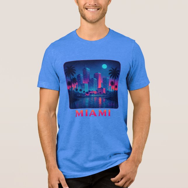 Camiseta Miami Moonrise - Neon Skyline Graphic Tee (Frente)
