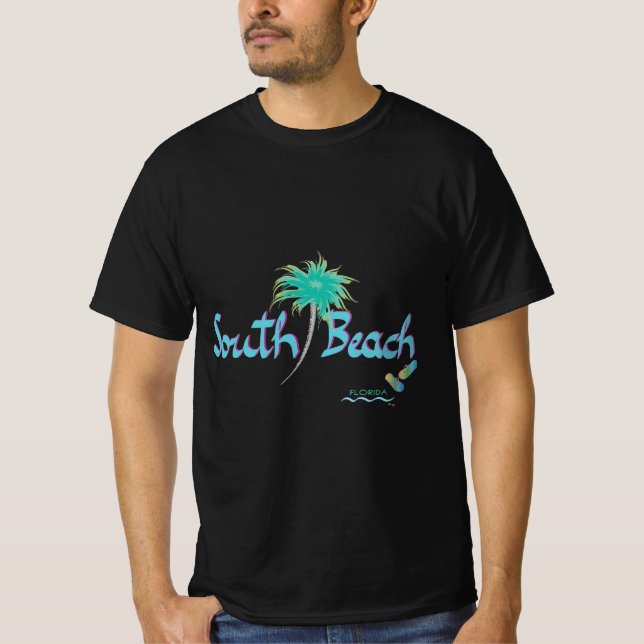 Camiseta Miami, South Beach, Flórida Tropical Legal Black (Frente)