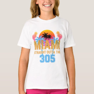 Camiseta Miami Straight Outta The 305 Vintage Pôr do Sol Ne