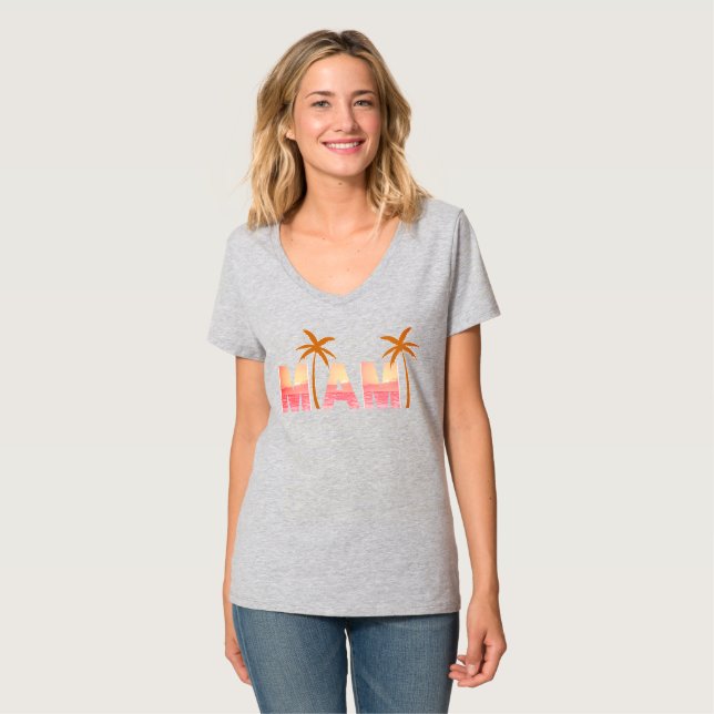 Camiseta Miami Sunset Palm Tree (Frente Completa)