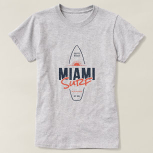Camiseta Miami Surf – Design de Surfboard Sunset Vintage da