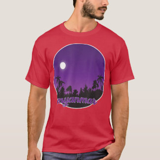 Camiseta mianmar à noite com Palms