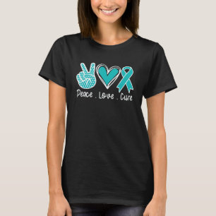 Camiseta Miastenia Gravis Consciência Mês Teal Peace Love