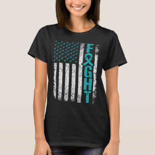 Camiseta Miastenia Gravis Fight USA Flag Teal MG Consciênci
