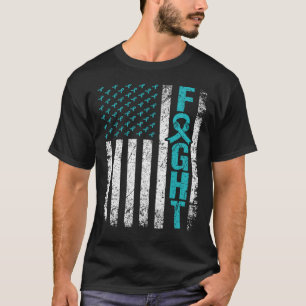 Camiseta Miastenia Gravis Fight USA Flag Teal MG Consciênci
