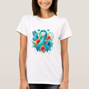 Camiseta Miastenia Gravis Fita de Sensibilização Teal