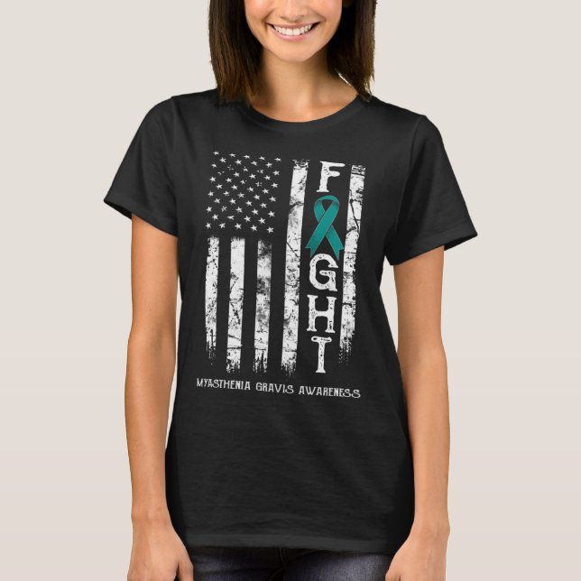Camiseta Miastenia Gravis Warrior US Flag (Frente)