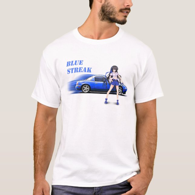 Camiseta Miata azul - com menina do anime (Frente)